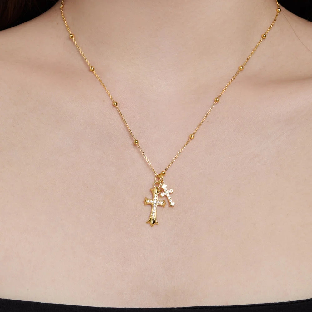 Double Cross Necklace