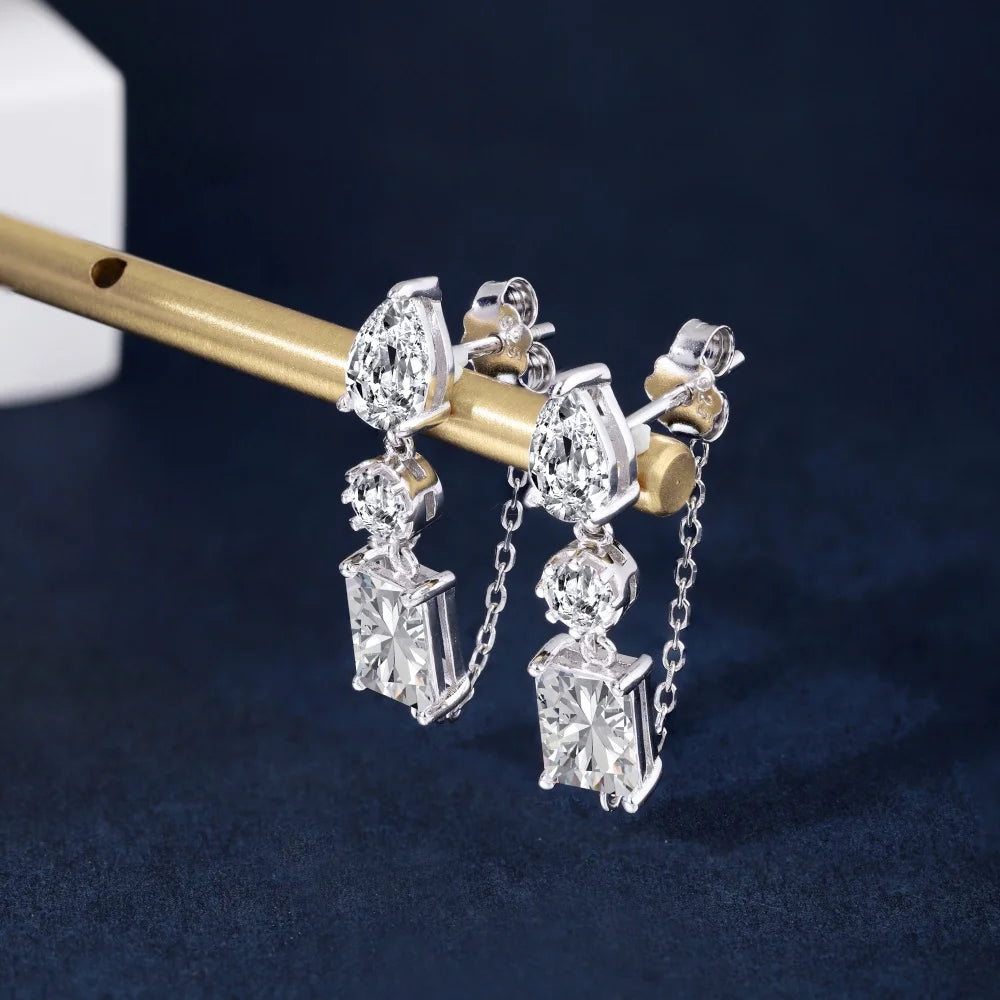 Silver Trinity Gemstone Earrings