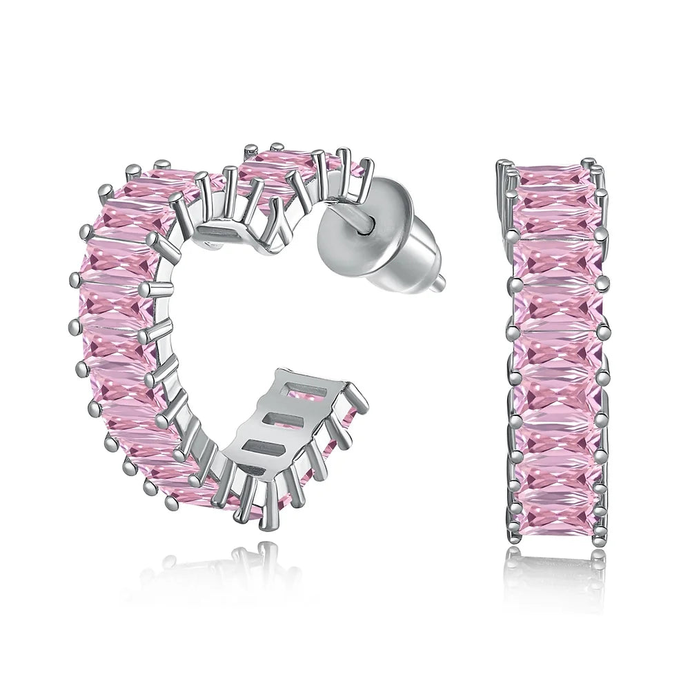 Pink Half Heart shaped Earrings