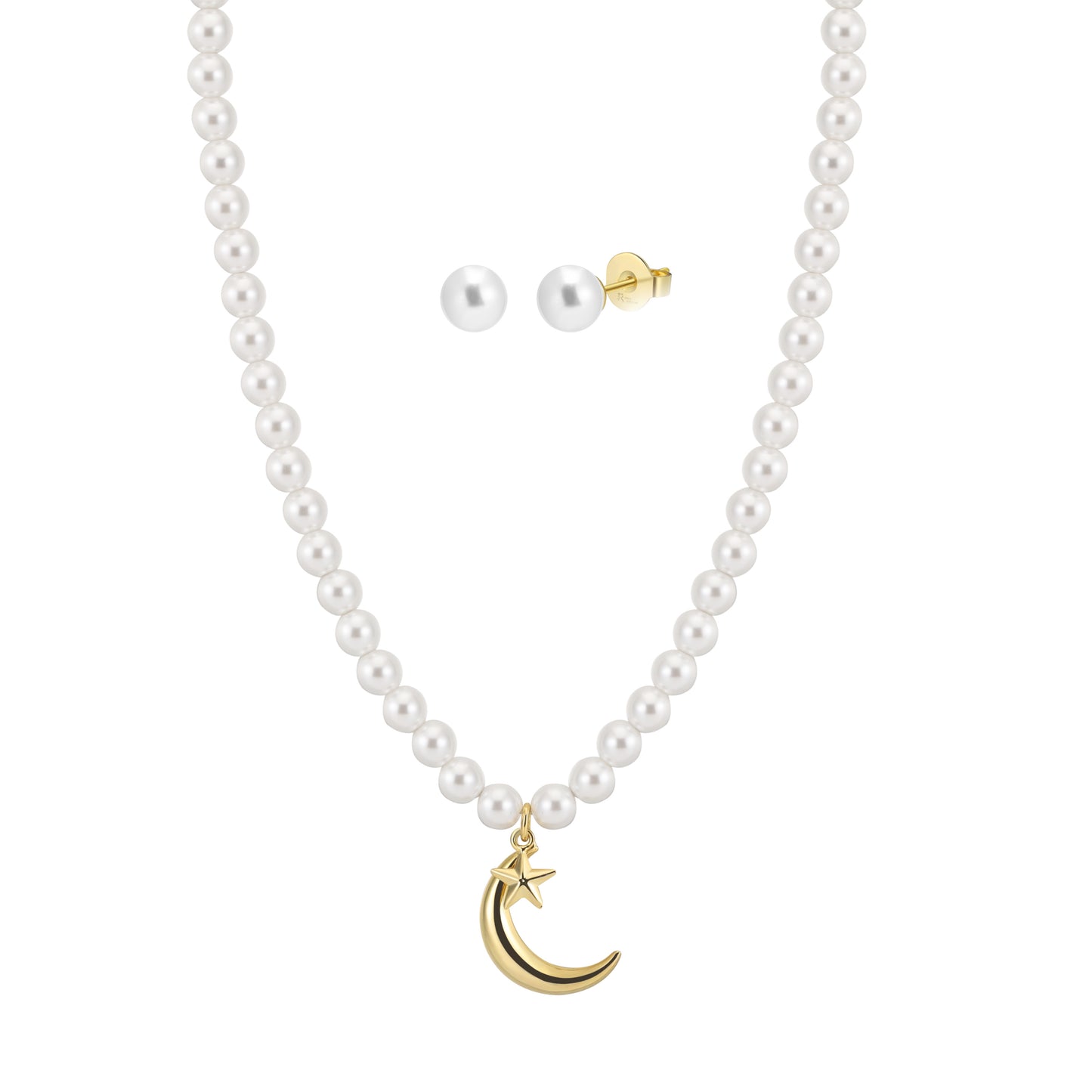 Luna Pearl Neckalce with Simple Pearl Earings