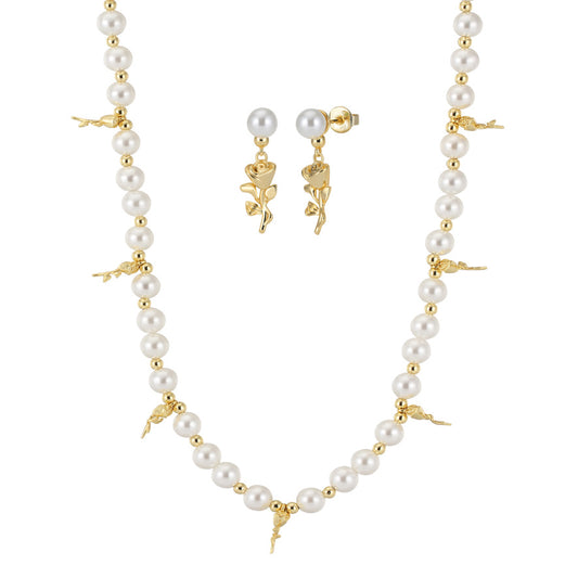 Celestial Garden Necklace with Bella Earrings Pearl Set