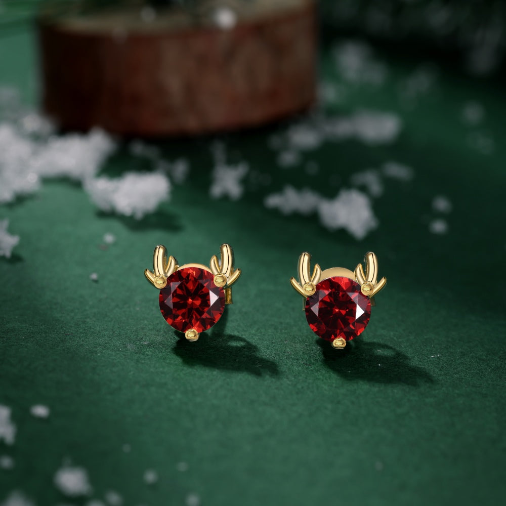 Red Reindeer Studs Earrings