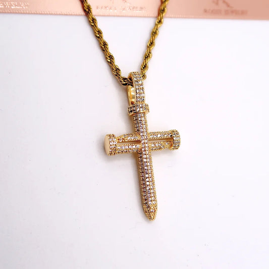 Radiant Nail Cross Pendant