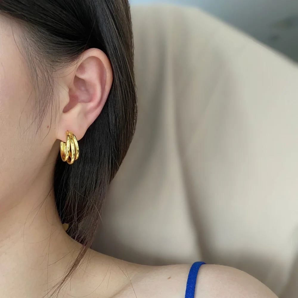 Simple Triple Earring Hoops