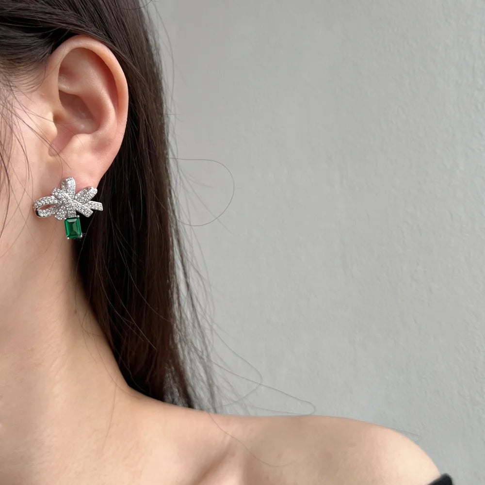 Bowknot Emerald Earrings