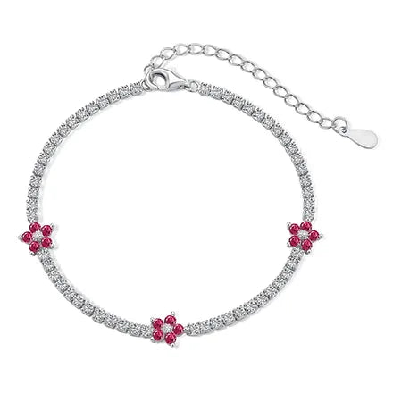 Small Pink Flower Gems Bracelet