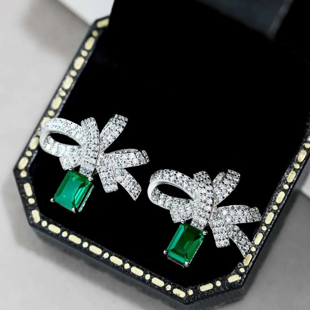 Bowknot Emerald Earrings