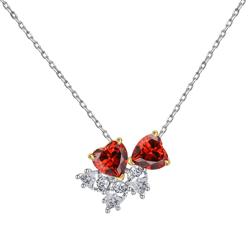 Red Twin Hearts Necklace