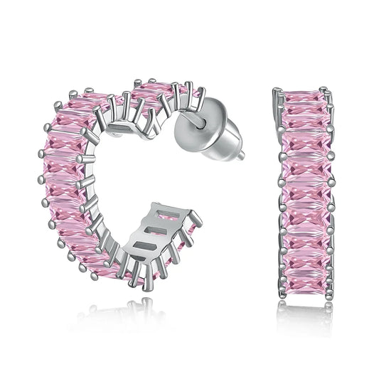 Pink Half Heart shaped Earrings
