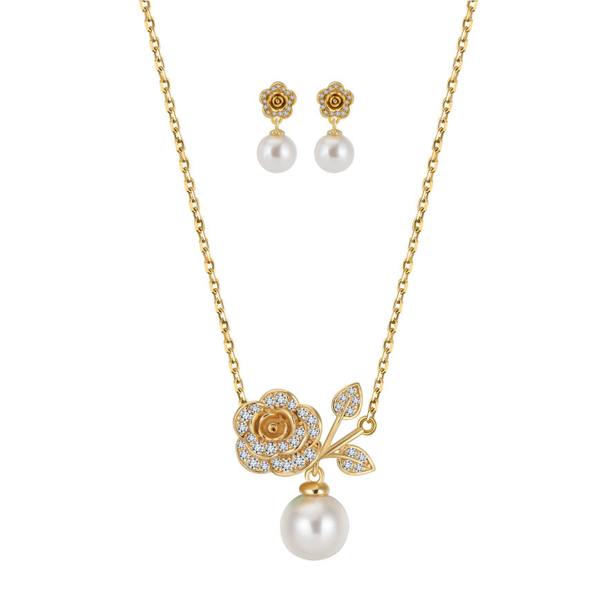 Bloom Neckalce with Lustre Earring Pearl Set