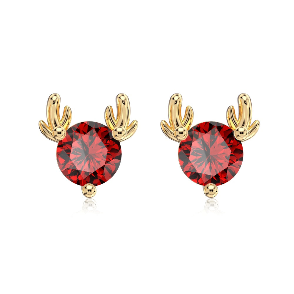 Red Reindeer Studs Earrings