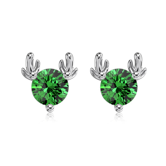 Green Reindeer Studs Earrings