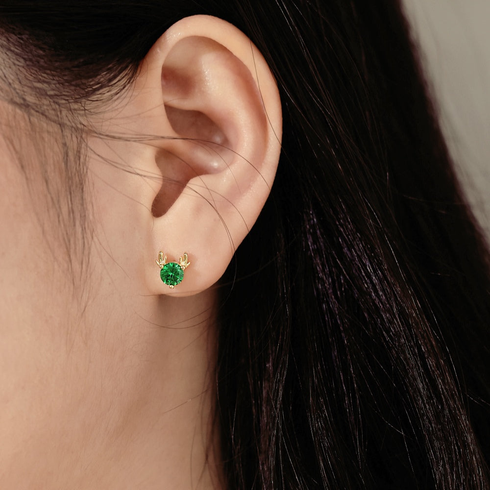 Green Reindeer Studs Earrings