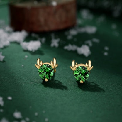 Green Reindeer Studs Earrings