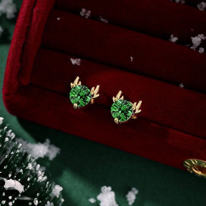 Green Reindeer Studs Earrings