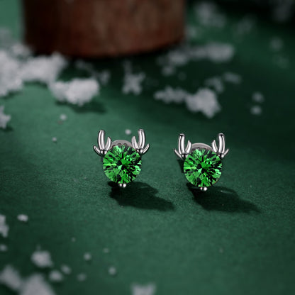 Green Reindeer Studs Earrings